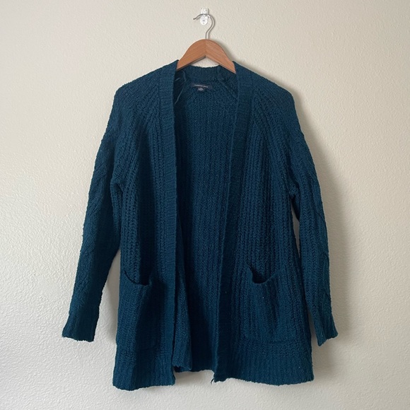 American Eagle Cable Knit long cardigan XS/S in Teal - Picture 1 of 5